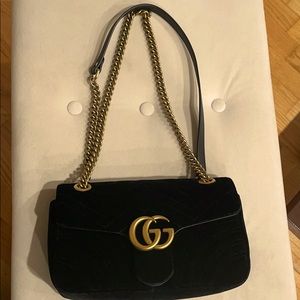 Authentic Gucci Marmont Black Velvet Handbag